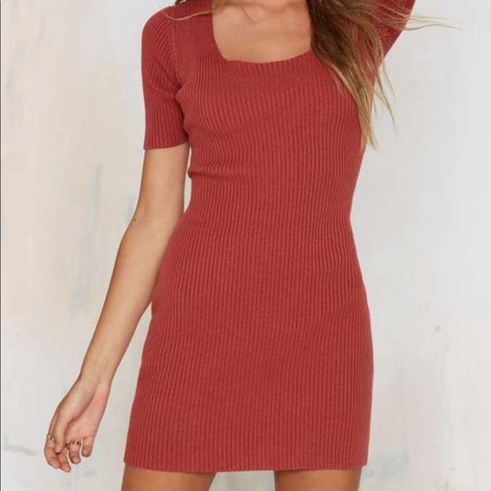 NWOT! Nasty Gal Get the Scoop Ribbed Sweater Dress
